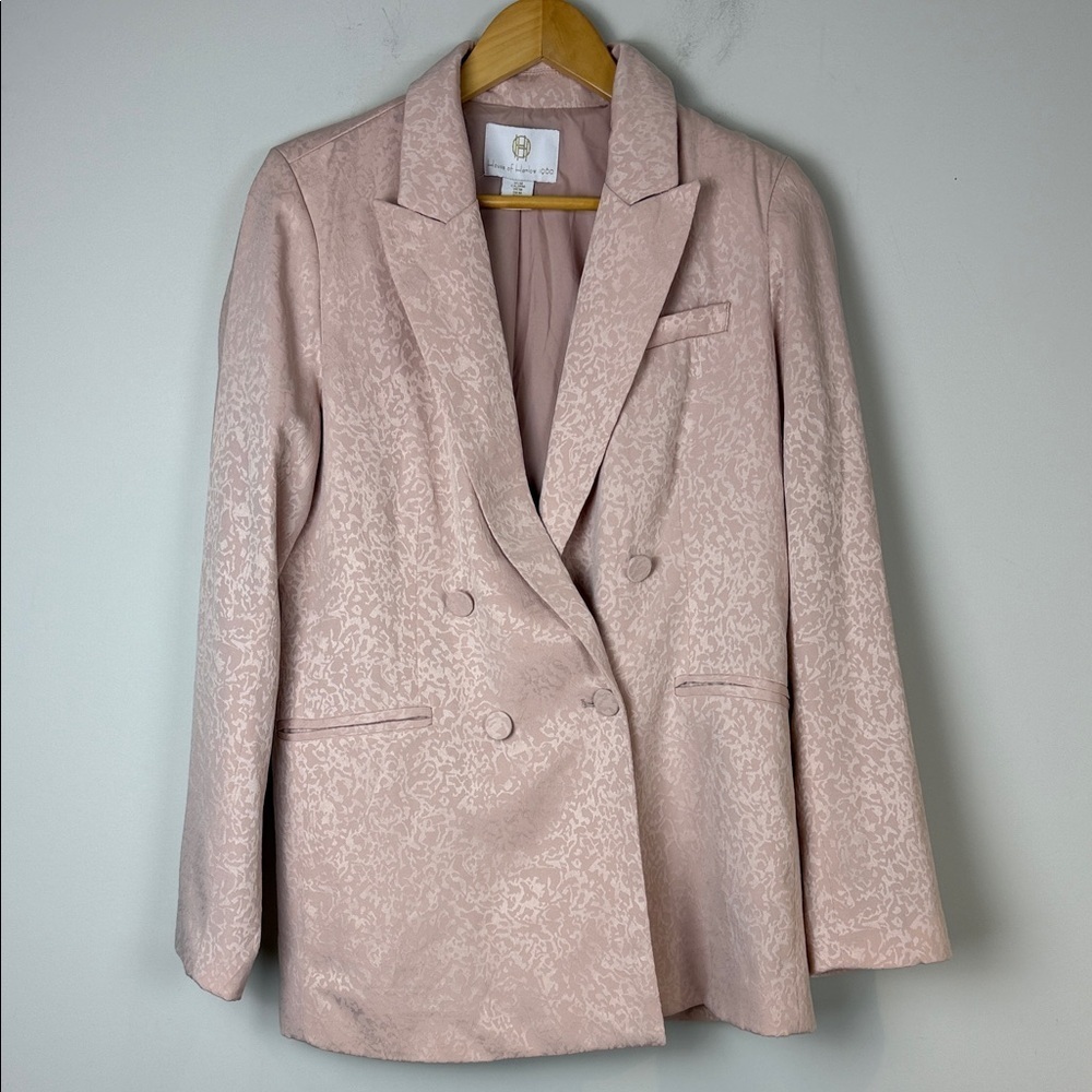 House of Harlow 1960 Blush Pink Jacquard Blazer Size Medium